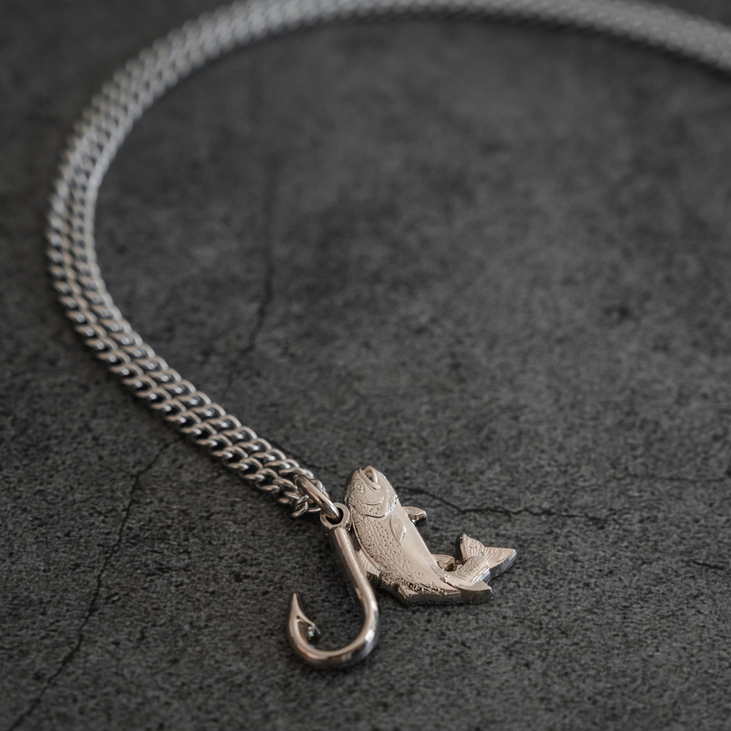 Fly Fishin' Trout Hunter - Stainless Steel Necklace