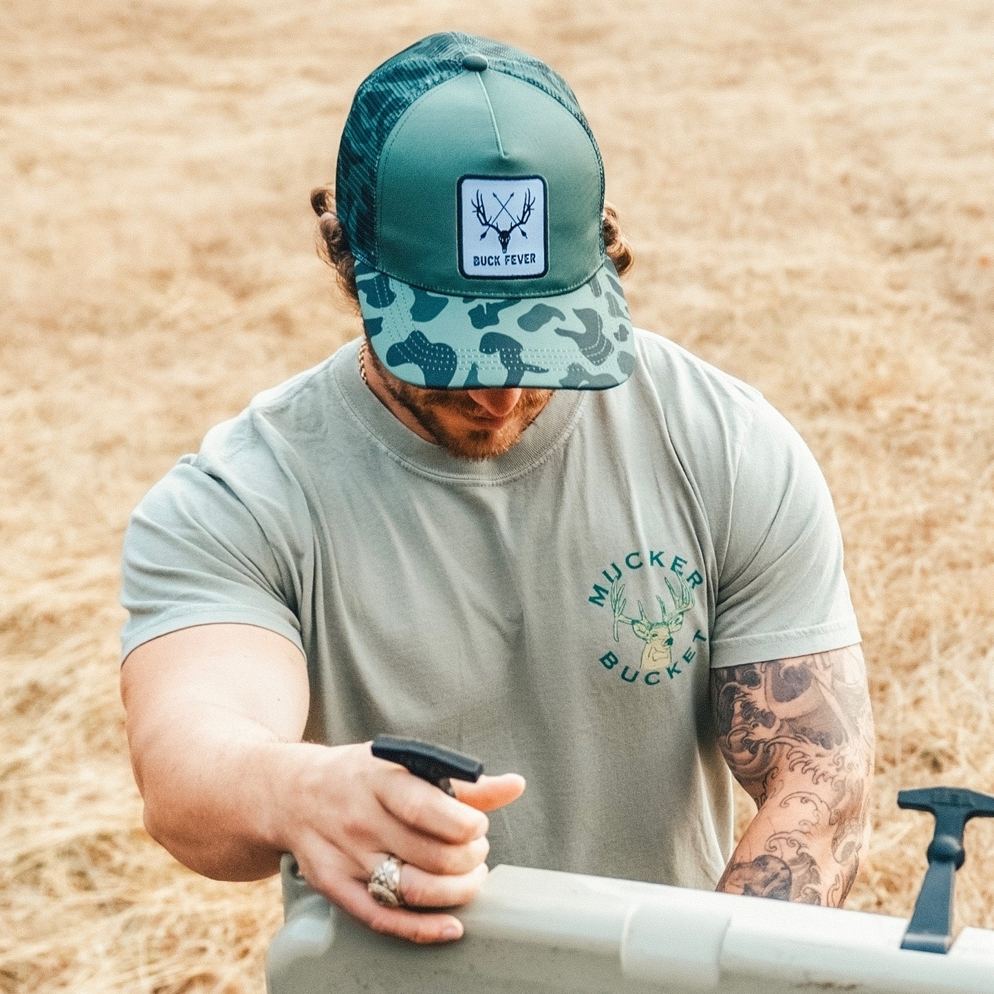 "Buck Fever" Camo Trucker Bucket