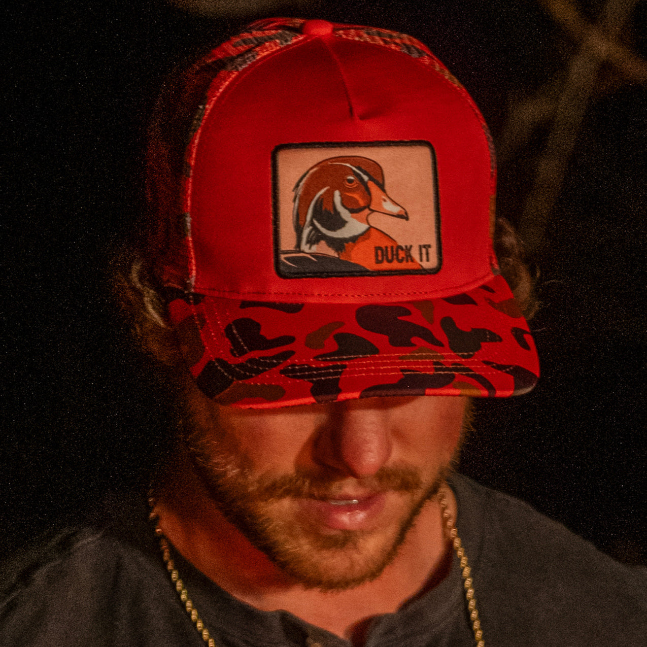 "Duck It" Orange Camo Trucker Bucket