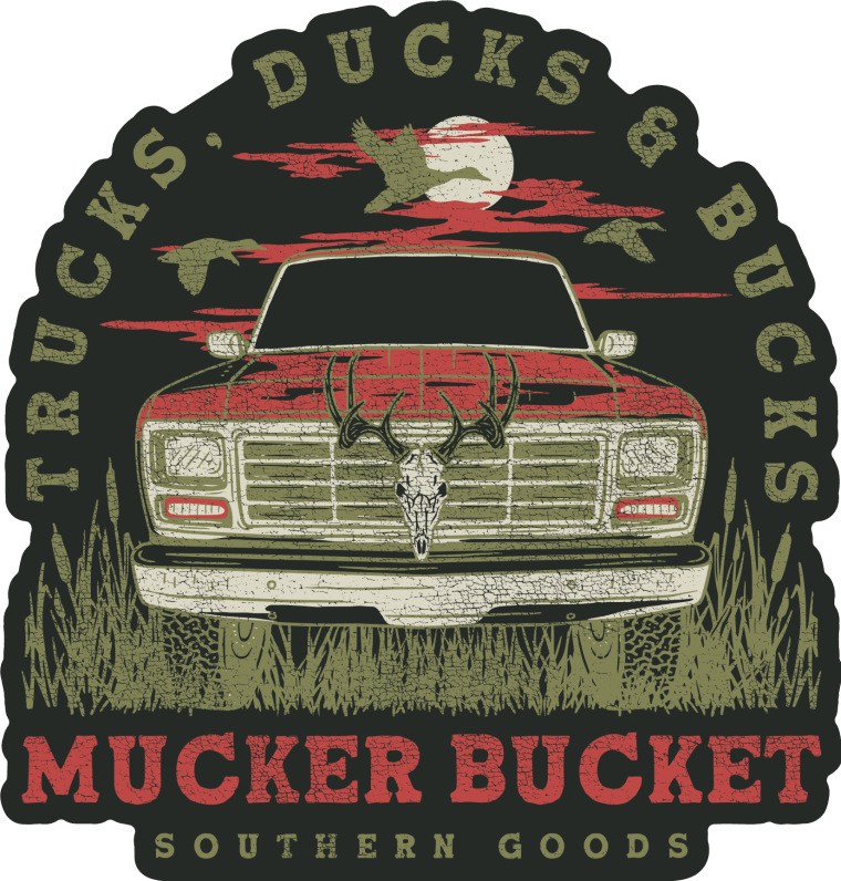 Trucks, Ducks & Bucks Sticker