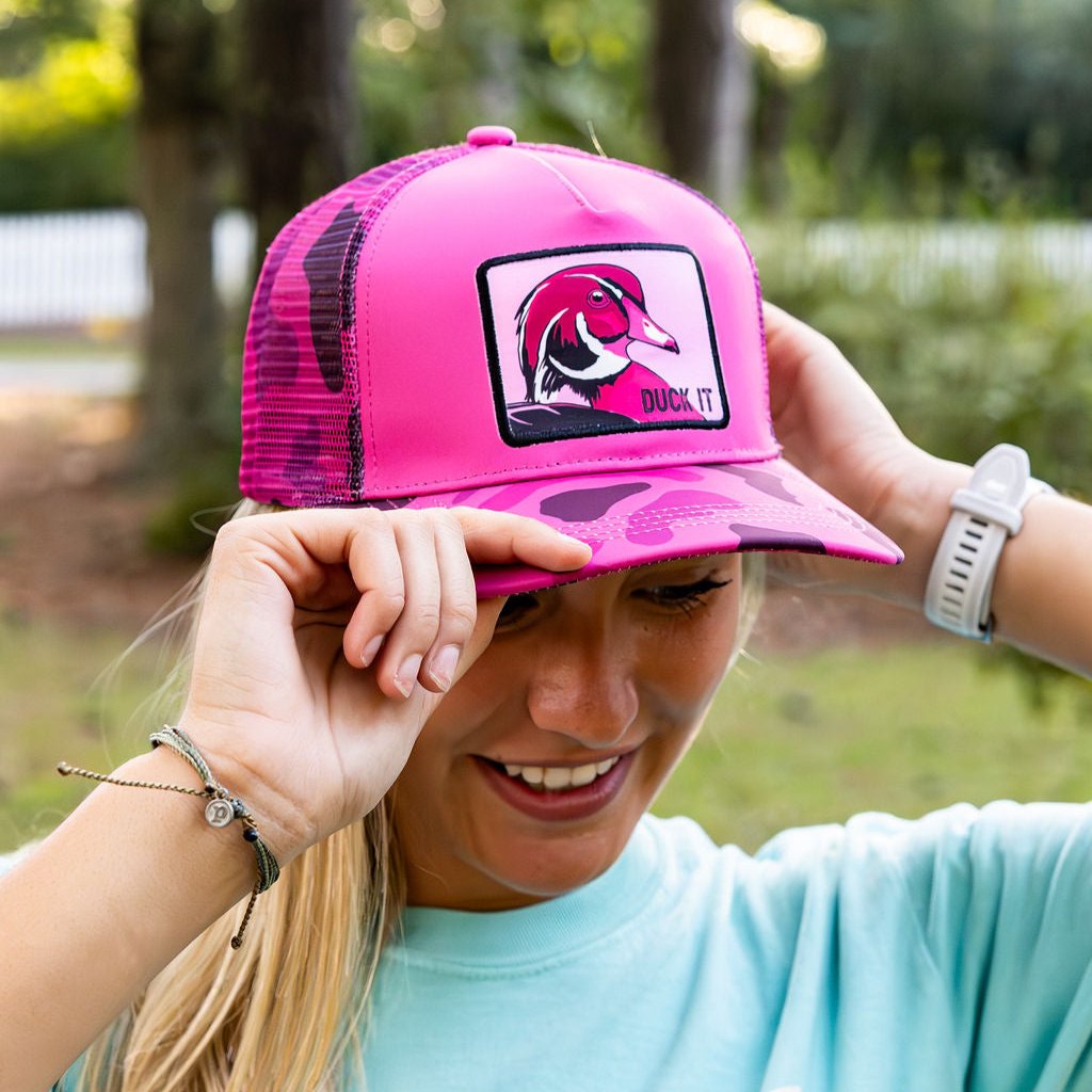 "Duck It" Pink Camo Trucker Bucket