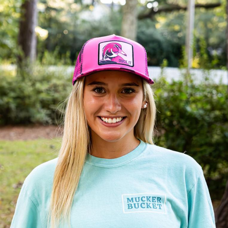 "Duck It" Pink Camo Trucker Bucket