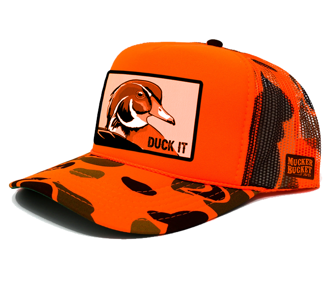 Hunter Orange Trucker Hat - Duck Design – Mucker Bucket